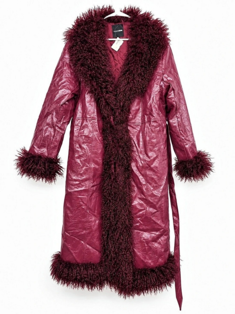Shaggy Faux Leather Coat